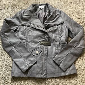 Womens medium dark gray leather jacket